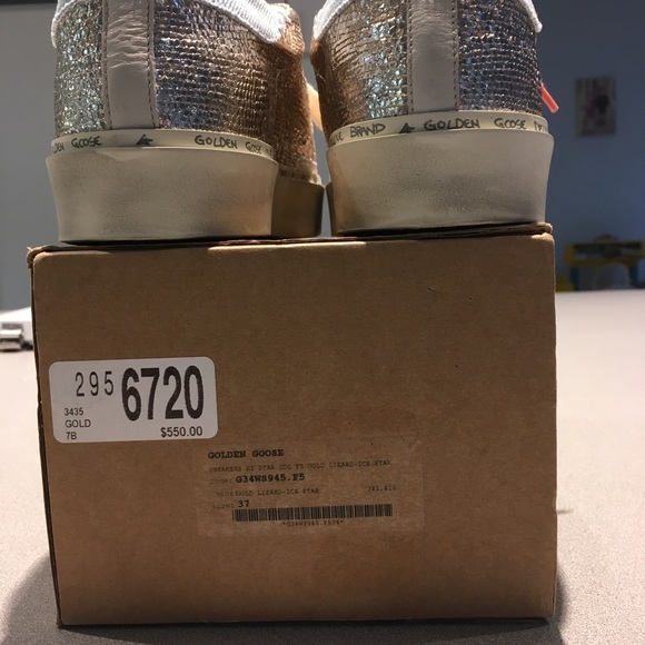 Golden Goose Hi Star Gold Lizard Ice Star Sz 7 NIB - Picture 2 of 8